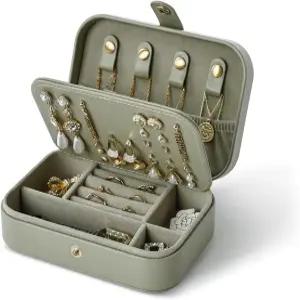 주얼리 여행 케이스 여성용 휴대용 박스 PU 가죽 스냅 클로저 홀더 정리함 필수품 그린