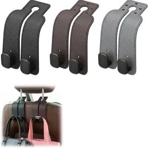 자동차용 헤드레스트 후크 지갑 핸드백용 더블 가죽 카시트 백 수납 3가지 색상