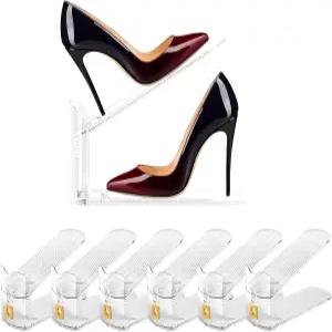 6팩 신발 슬롯 정리함 옷장 홀더 공간 절약 랙 보관함을 위한 스태커 정리함클리어