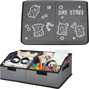 뚜껑이 있는 튼튼한 탈착식 칸막이 개 장난감 바구니 19인치 접이식 애완동물 보관 및 손잡이 600D 귀여운