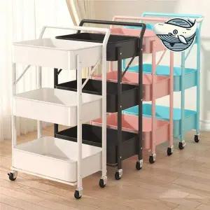 편리한 이동식 다용도 카트 3단 수납 트롤리
