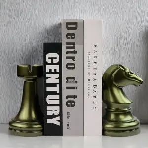 진후오바 장식 북엔드 체스 너스 헤비 스토퍼 모던 포 선반 오피스 홈 데스크 북랙 7 L x4 W x7 H