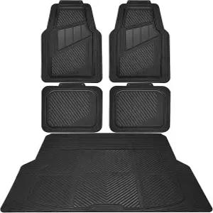 CAR PASS 헤비 듀티 고무 바닥 매트 그레이 카 풀 세트 자동차 SUV 트럭용 범용 방수 내구성이 뛰어난