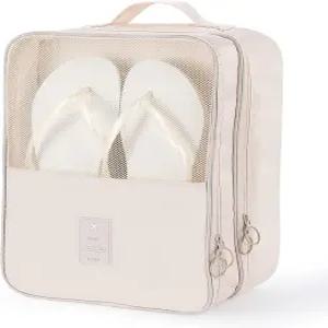 여행용 신발 가방 포장용 3켤레 보관 비행용 필수품 정리함 라이트 베이지