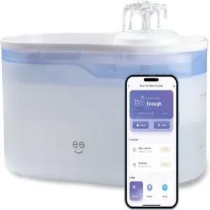 Geni PetConnect 2.6L 스마트 반려동물 급수대 고양이와 반려견을 위한 자동 여과 물그릇 WiFi 제어 알렉사