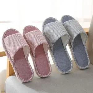 [라일리] Rly 스트라이프 코튼 앞트임 실내화 여성용 핑크 25