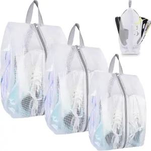 여행용 셀프텍 신발 가방 3팩 3사이즈 남녀용 양면 지퍼 손잡이가 달린 방수 휴대용 보관 파우치 가족