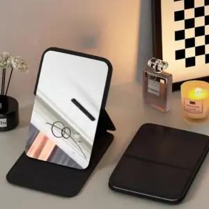 스탠드 손 거울 책상 사무실 접이식 사각 블랙 파우치거울 포켓미러