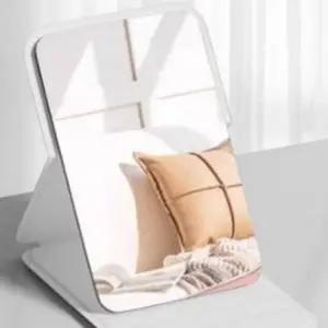 접이식 거울 화장대 스탠드 사각 휴대용 아이보리 파우치거울