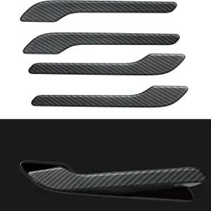 Tesla Model y 20172025용 도어 핸들 커버 FIT 보호 액세서리용 카본 파이버 랩매트 패턴
