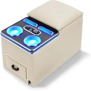 센터 콘솔 빠른 휴대폰 충전이 가능한 유니버설 벤치 시트 뒷좌석 차량 정리함 컵 홀더 및 있는 자동차