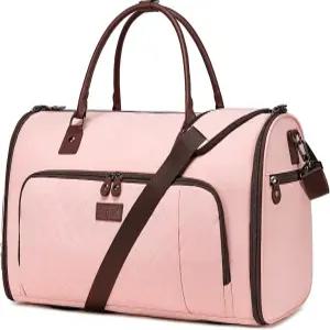 비행기 여행용 의류 가방 여성용 위켄더 신발장이 있는 컨버터블 더플백 2개 어깨끈이 달린 걸 수 핑크색