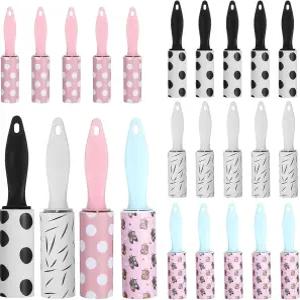 반려동물 털과 옷을 위한 보푸라기 롤러 24개 미니 여행용 일회용 시트 가정용 자동차 개/고양이 제거