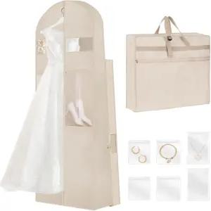 웨딩드레스 의류 가방 72인치 3겹 신부 가운 6개의 파우치와 조절 가능한 버클 커버로 웨딩/프롬/여행/옷장