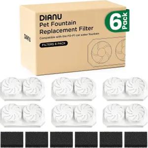 DIANU 공식 고양이 분수 교체 필터 및 프리 스펀지 3.2L/108온스 스테인리스강 애완동물 분수식스팩