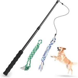 강아지용 Msnaile 탄소 섬유 플러팅 폴 대형 중형 소형견용 0.2파운드 경량 장난감 2개와 로프 2개가 있는