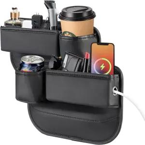 OUEST 2팩 카시트 갭 필러 정리함 휴대폰 음료용 컵 홀더 포함 보관함