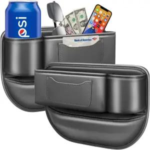 도볼란 카시트 갭 필러 정리함 2 팩 블랙 카 가죽 컵 홀더 백 남성 인테리어 액세서리 수납 선글라스