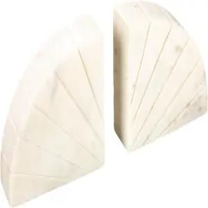 크리에이티브 협동 모던 아치형 반원형 대리석 북엔드 조각된 디테일 2개 세트 흰색