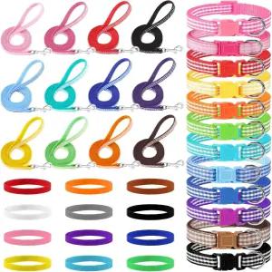 GGSTDUP 36개 강아지 목걸이 및 목줄 세트 조절 가능한 신생견 깔때기 중형 소형견 보행 훈련용 부드러운