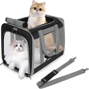 최대 20파운드의 대형 고양이를 위한 캐리어 및 중형 부드러운 측면 반려동물 소형견 강아지 보관 가방