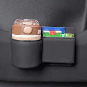 자동차 사이드 도어 정리함 3.75인치 컵 홀더 PU 가죽 뒷좌석 보관 포켓 휴대폰 코인 선글라스용 콘솔