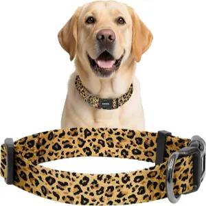 소년 소녀를 위한 카자주 개 목걸이 귀엽고 부드러운 나일론 강아지 중형 대형견을 조절 가능한 갈색