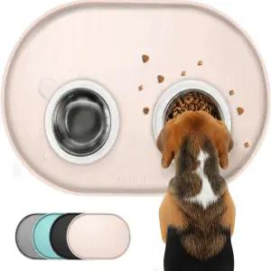 반려견 사료 매트 1/2인치 돌출 모서리 고양이 바닥 방수용 BPA 프리 실리콘 반려동물 음식 및 물그릇용