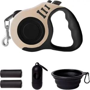 리뷰이켄 접이식 개 목줄 자동 텔레스코픽 트랙터 테이프 반려동물 10/16피트 내구성과 편리성 그릇