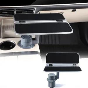 360 회전 접이식 컵 홀더 테이블 스티어링 휠 트레이 자동차 및 노트북 책상 여성 남성용 액세서리 Tesla