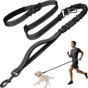 카자주 핸즈프리 개 목줄 길이 5.58.5피트 조절 가능 헤비 듀티 노 풀 번지 디자인 걷기 조깅 및 훈련을