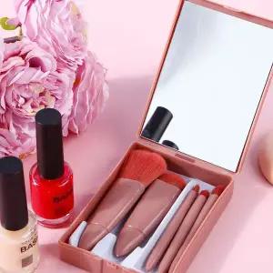 포켓미러브러쉬세트 미러 브러쉬 5종 케이스 휴대용