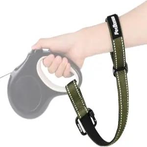 펫보너스 개 목줄 손목 스트랩 접이식 안전 잠금식 반사형 짧은 보행 리드 조절 가능한 부드러운 패딩 핸들