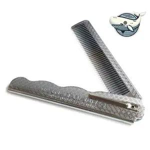 휴대용 접이식 세련된 메탈 헤어빗 실버