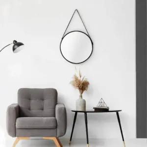 [에이치플러스몰]인테리어거울 베르 스트랩 디자인 거울 블랙 600