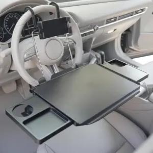 카사사라 2in1 자동차 스티어링 휠 트레이 및 휴대폰 홀더 포함 뒷좌석 테이블 높이 조절 가능한 데스크