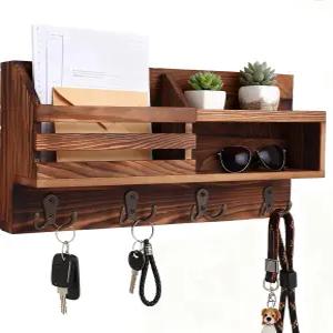 벽용 열쇠 및 우편물 홀더 선반이 있는 정리함 벽걸이 A4 가방 정리용 농가 입구 장식 지갑 개 목줄