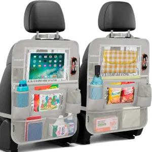 베일린 뒷좌석 차량 정리함 및 보관함 킥 매트 보호대 대부분의 자동차를 위한 여행용 액세서리2팩 베이지