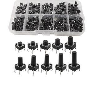 100/180/200Pcs 6x6 택트 촉각 푸시 버튼 스위치 4.3mm-13mm DIP 4Pin 마이크로 6x6 키 ON/OFF Arduino 용