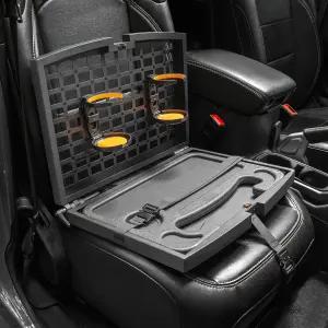 TACMOLLE 앞좌석 정리함 스티어링 휠 트레이 컵 홀더가 있는 MOLLE 패널 카시트 식사용 카 차량용 대형