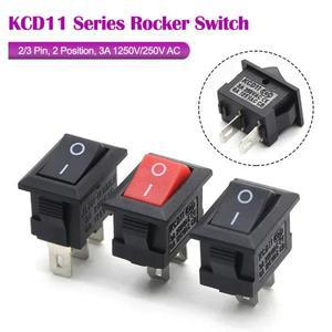 2/5/10개 KCD11 시리즈 보트 자동차 로커 스위치 2/3핀 2단 전원 3A 1250V/250V AC 15mm x 10mm 검정색/빨