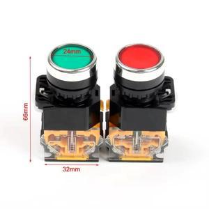 LA38 순간 작동형 푸시 버튼 스위치 원형 22mm 플랫 클릭 산업용 장비 전기 공급