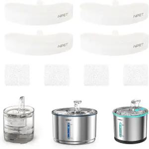 NPET WF050/WF100 고양이 분수대 및 스테인리스강 반려동물 정수기용 디자인 4팩 교체 필터 업그레이드