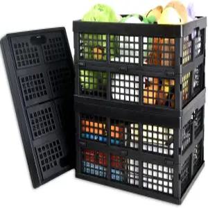 CONLI 3팩 34L 대형 플라스틱 접이식 보관함 식병 장난감 책 직사각형 홈 오피스 주방 교실용 수납함