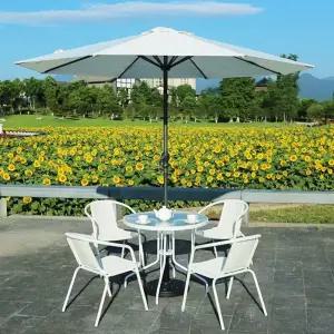 화이트 야외테이블 세트 테이블 의자 전원주택 원형 파라솔