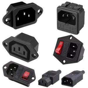 AC 전원 소켓 입력 플러그 C13 C14 로커 스위치 전기 커넥터 (10A 퓨즈 포함) 빨간색 램프 3핀