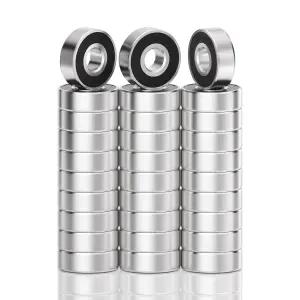 RASKOO 30 팩 프리미엄 608 2RS 볼 베어링 부드러운 회전 및 오래 지속되는 정확한 크기의 롤러 8mm x 3D