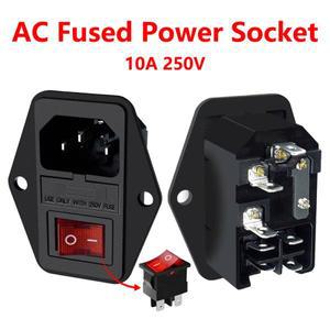 플러그 퓨즈 로커 스위치 수 전원 소켓, lEC320 C14 커넥터, AC-01A 및 DlY 부품, 10A250V