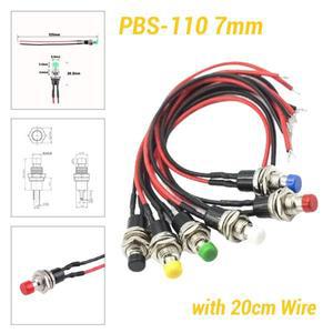 7mm 순간 푸시 버튼 스위치 셀프 리셋 ON OFF 20CM 사전 납땜 와이어 포함