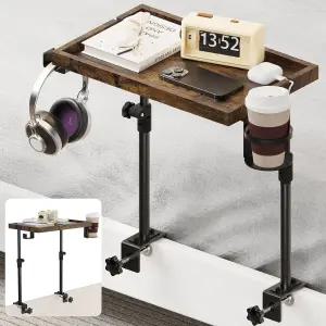 침대 옆 선반 클립 컵 홀더 및 헤드폰 후크가 있는 조절 가능한 테이블 대학 기숙사용 트레이 이층 케이블